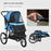 Pet Stroller Dog Pram Foldable Dog Pushchair Cat Travel Carriage w/ Adjustable Canopy, Wheels, for Medium Small Pets, Blue