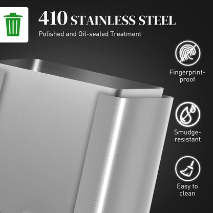 20+14L Double Kitchen Bin, Pedal Bin with Soft-Close Lid, Silver