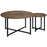 Round Coffee Table, Nesting Set of 2 with Metal Frame, Industrial Side End Table for Living Room Bedroom, Rustic Brown