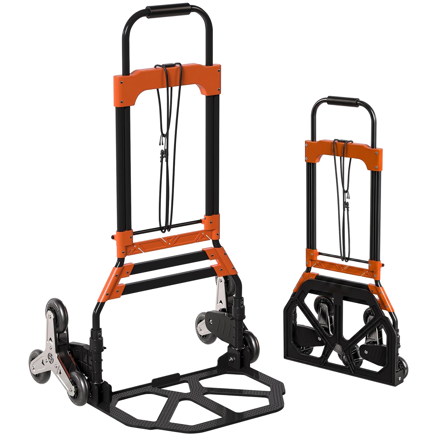 Heavy Duty Foldable Trolley on Wheels, Black and Orange