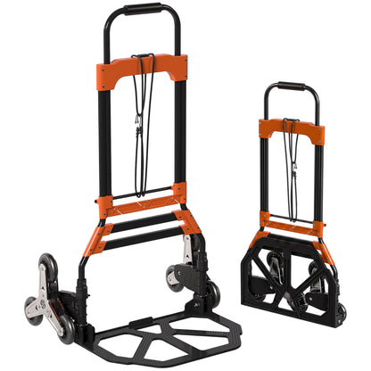 Heavy Duty Foldable Trolley on Wheels, Black and Orange