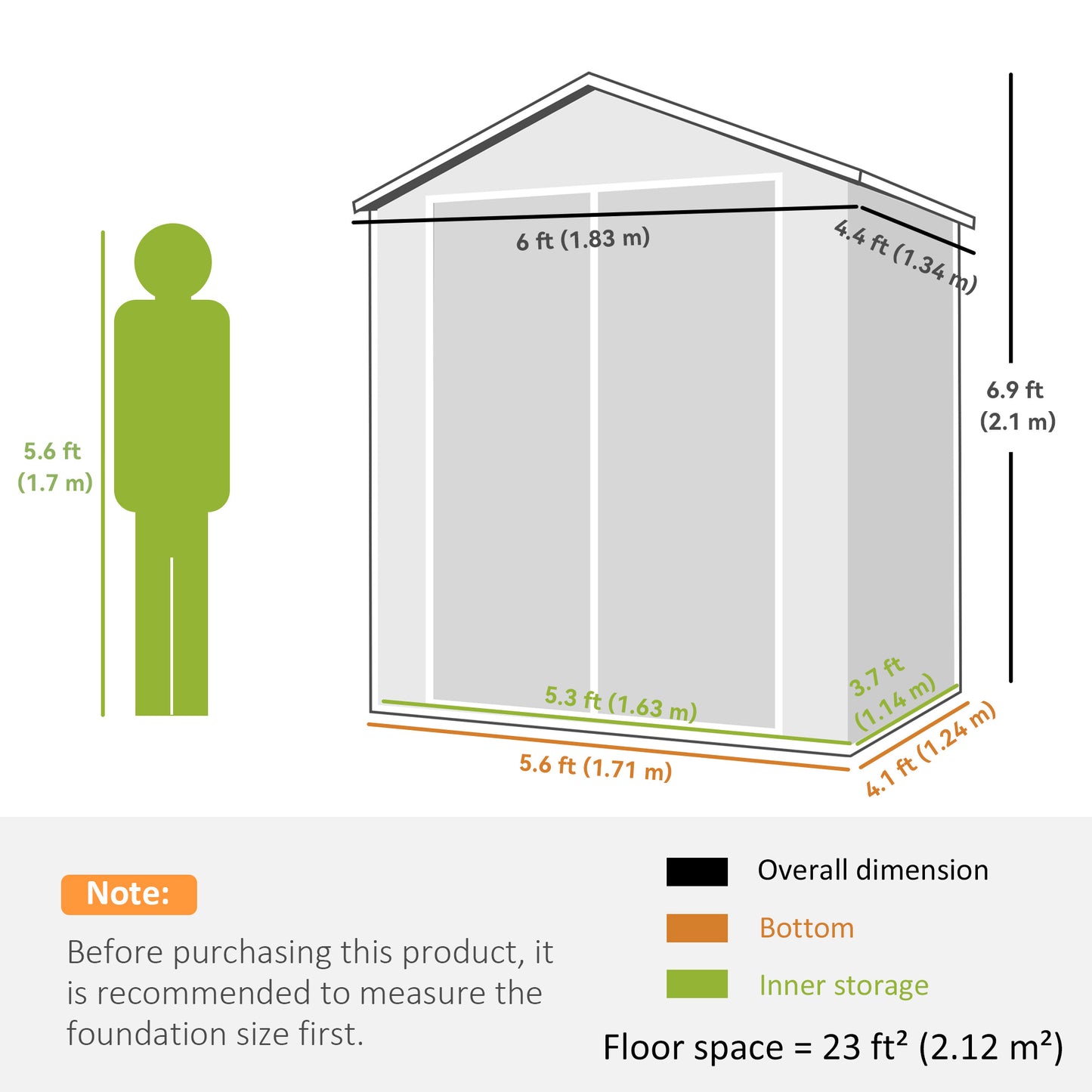 6 x 4.5FT Plastic Garden Shed with Floor, All Weather Resin Outdoor Storage Shed, Lockable Tool Storage with Window, Vent and Pent Roof for Patio Lawn, Dark Grey