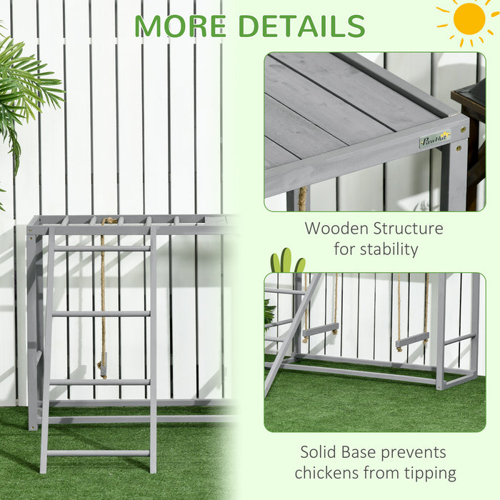 Chicken Activity Play with Swing Set for 3-4 Birds, Wooden Chicken Coop, Grey