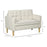 Modern Loveseat Sofa, Compact 2 Seater Sofa with Hidden Storage, 117cm Tufted Cotton Couch with Wood Legs, Cream White