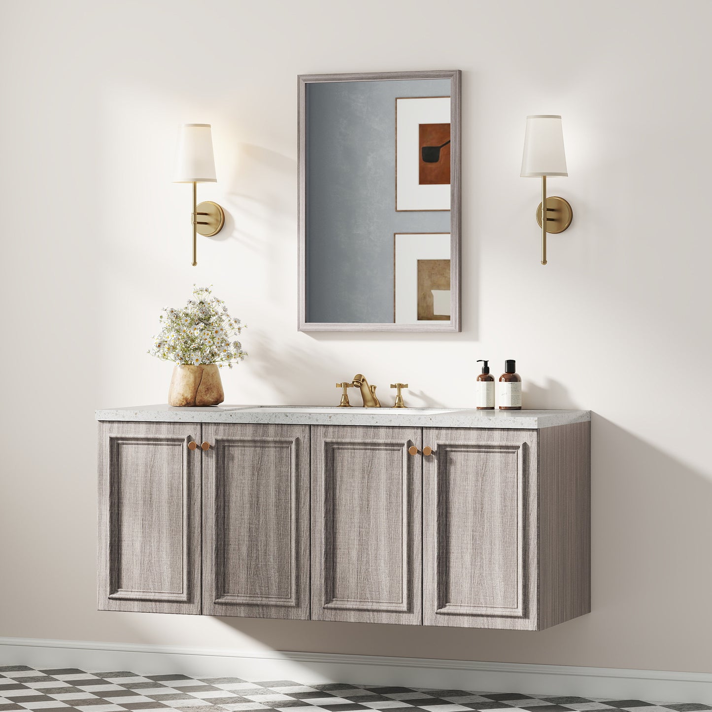 40 x 60 cm Wall Bathroom Mirror, Vanity Mirror, Grey