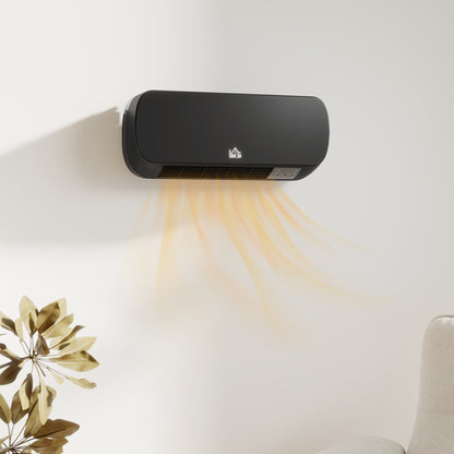 Wall Mounted Electric Heater with Timer Overheat Protection Black