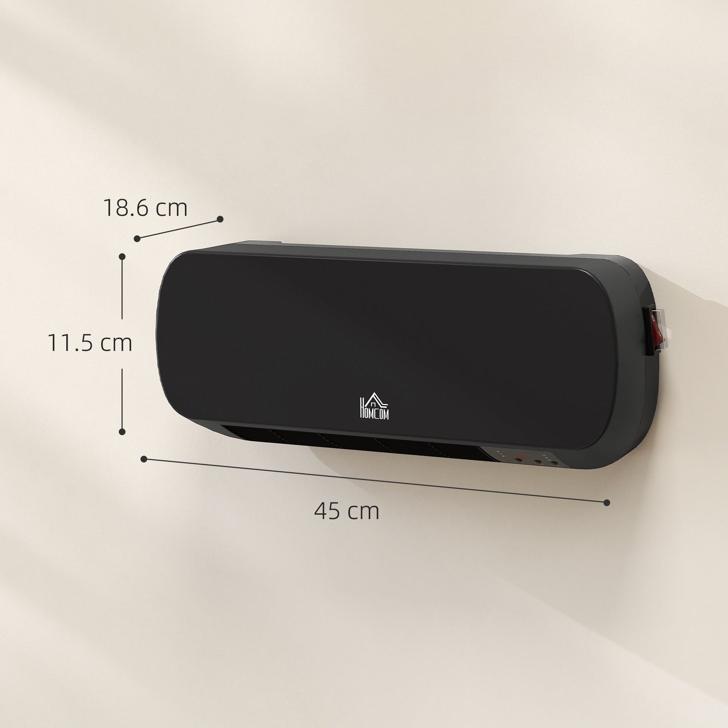 Wall Mounted Electric Heater with Timer Overheat Protection Black