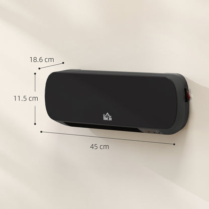 Wall Mounted Electric Heater with Timer Overheat Protection Black