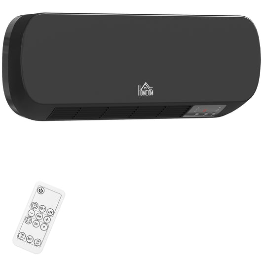 Wall Mounted Electric Heater with Timer Overheat Protection Black