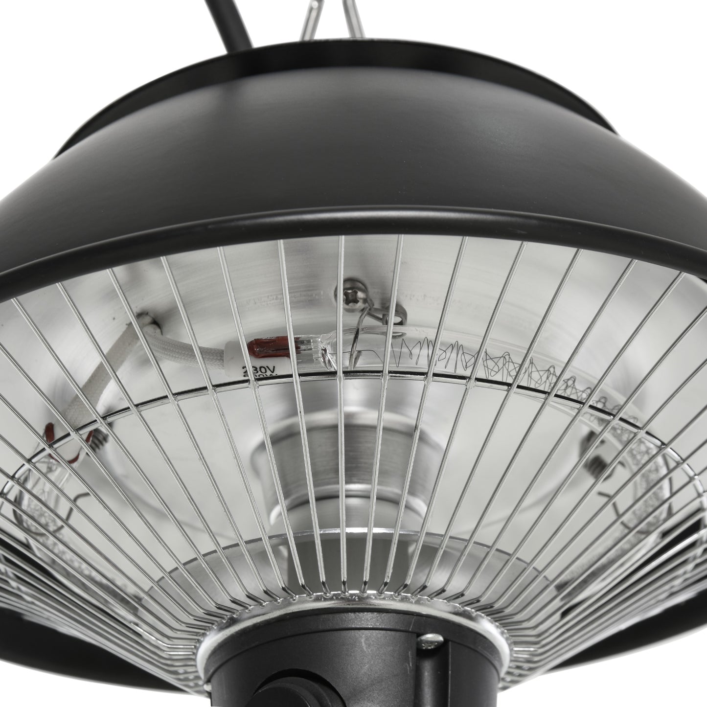 600W Electric Heater Ceiling Hanging Halogen Light w/ Hook Chain Black