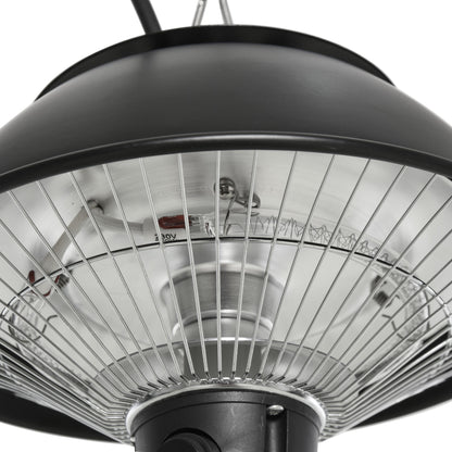 600W Electric Heater Ceiling Hanging Halogen Light w/ Hook Chain Black