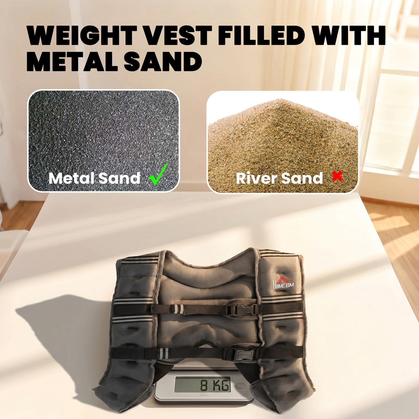 8KG Weighted Vest, Running Weight Vest with Adjustable Straps, Convenient Pocket and Reflective Strips, for Men and Women Cardio Exercise Strength Training Workout