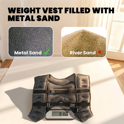 8KG Weighted Vest, Running Weight Vest with Adjustable Straps, Convenient Pocket and Reflective Strips, for Men and Women Cardio Exercise Strength Training Workout