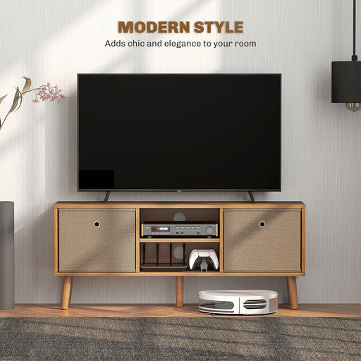 Modern TV Cabinet Stand w/ Shelves & Drawers, Bedroom Brown