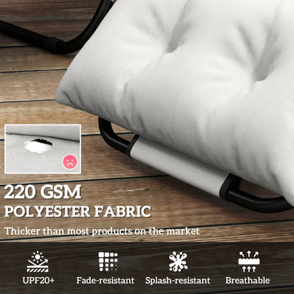 Garden Lounge Chair Cushions Set of 2, 220gsm Fabric, Light Grey
