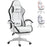 Racing Gaming Chair, Reclining PU Leather Computer Chair with 360 Degree Swivel Seat, Footrest, Removable Headrest White and Black