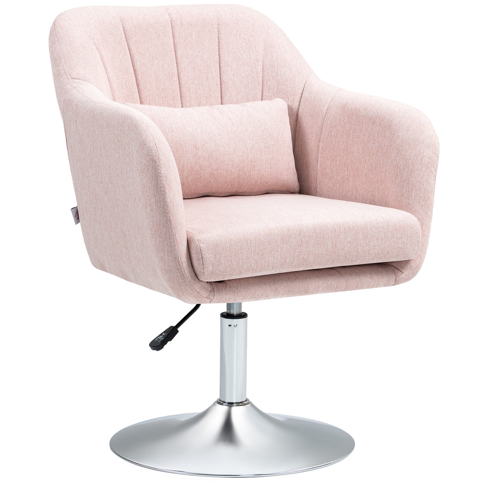 Stylish Retro Linen Swivel Tub Chair Steel Frame Cushion Seat Pink