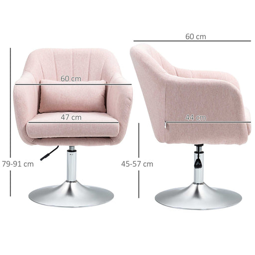 Stylish Retro Linen Swivel Tub Chair Steel Frame Cushion Seat Pink