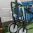 Pull Along Cart Folding Cargo Wagon Trailer Trolley for Beach Garden Use with Telescopic Handle - Blue