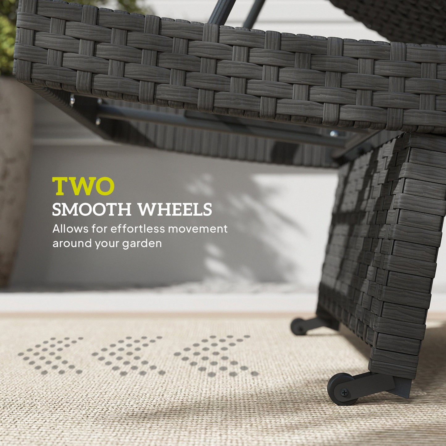 PE Rattan Sun Lounger with 4-Level Adjustable Backrest, Black