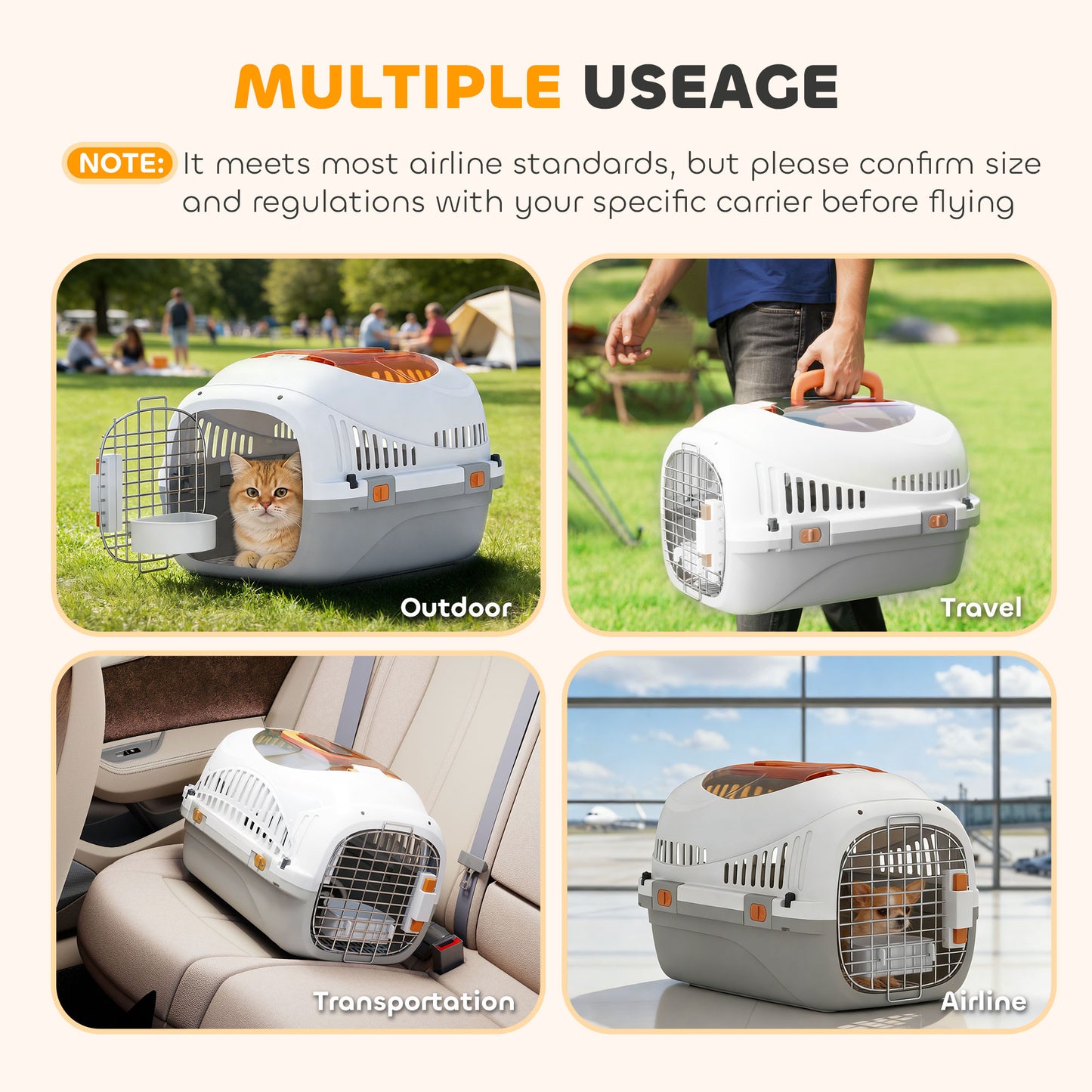 Plastic Pet Carrier, Top Load Hard Shell Cat Carrier, Max 4 KG