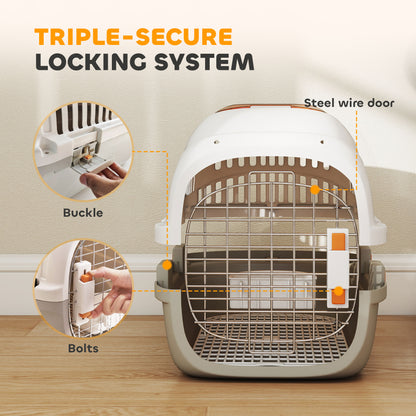 Plastic Pet Carrier, Top Load Hard Shell Cat Carrier, Max 4 KG