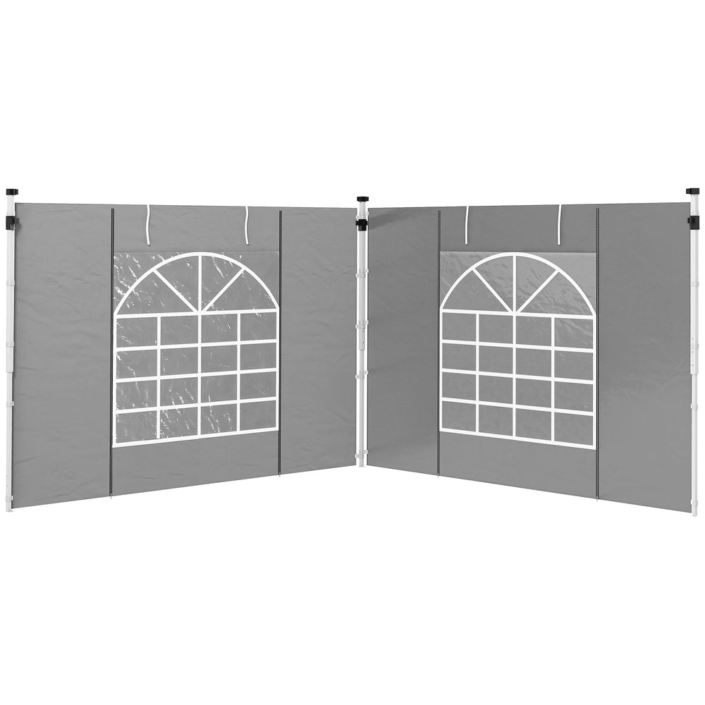 Gazebo Side Panels, 2 Pack Sides Replacement, for 3x3(m) or 3x6m Pop Up Gazebo, with Windows and Doors, Grey