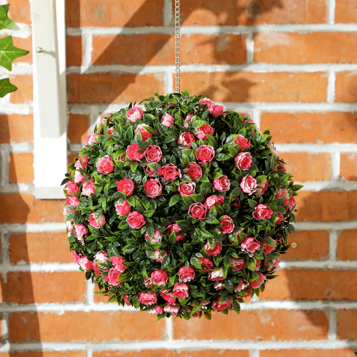Set of 2 Artificial Plant Topiary Rose Balls, Faux Plants, Pink