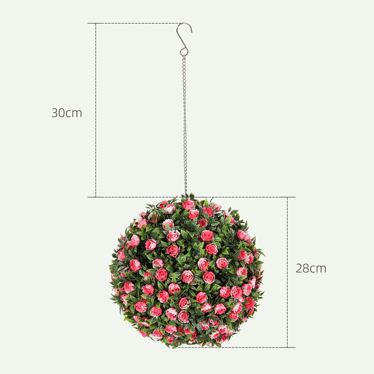 Set of 2 Artificial Plant Topiary Rose Balls, Faux Plants, Pink