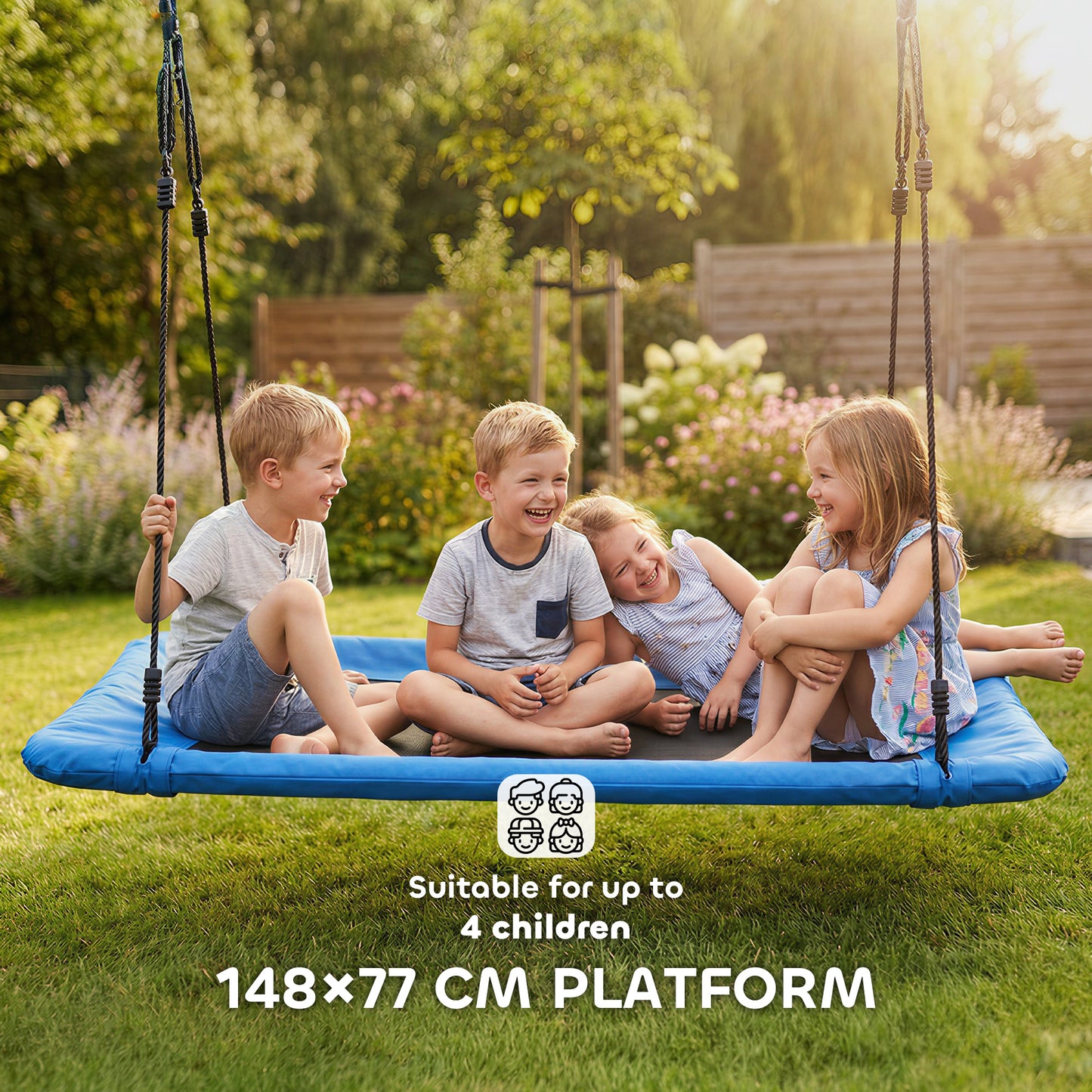 Nest Swing with Adjustable Ropes for Kids, Blue