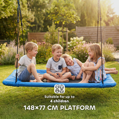 Nest Swing with Adjustable Ropes for Kids, Blue