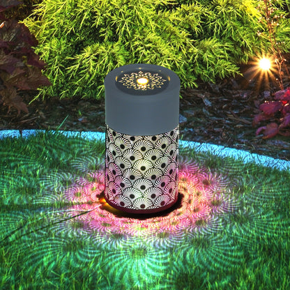Outdoor Waterfall Fountain Water Feature with LED, Light Grey