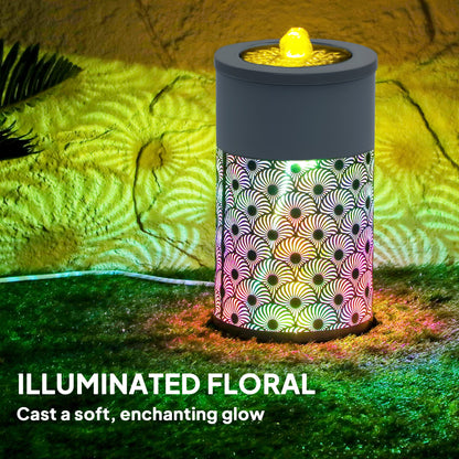 Outdoor Waterfall Fountain Water Feature with LED, Light Grey