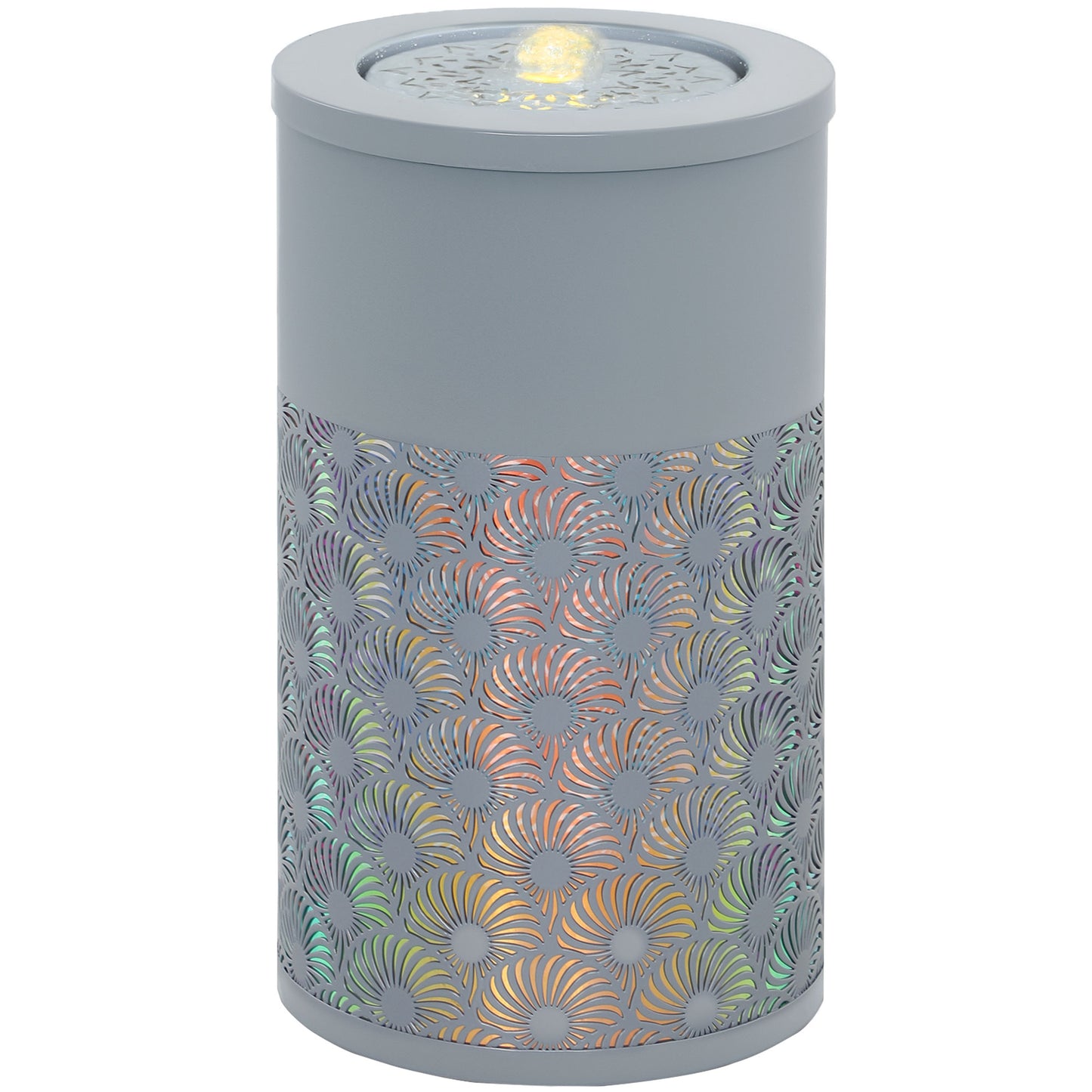 Outdoor Waterfall Fountain Water Feature with LED, Light Grey