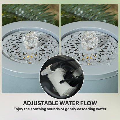 Outdoor Waterfall Fountain Water Feature with LED, Light Grey