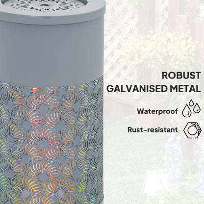 Outdoor Waterfall Fountain Water Feature with LED, Light Grey