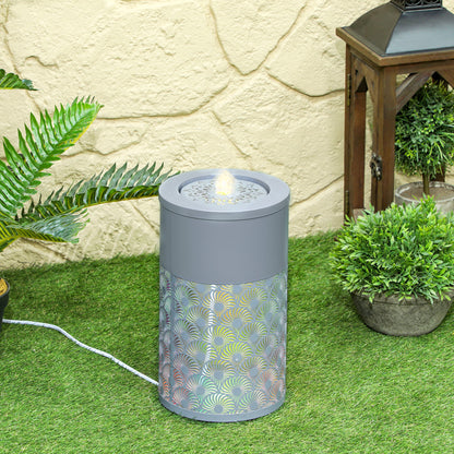 Outdoor Waterfall Fountain Water Feature with LED, Light Grey