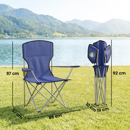 Camping Chair Set of 2 Portable Folding Dark Blue