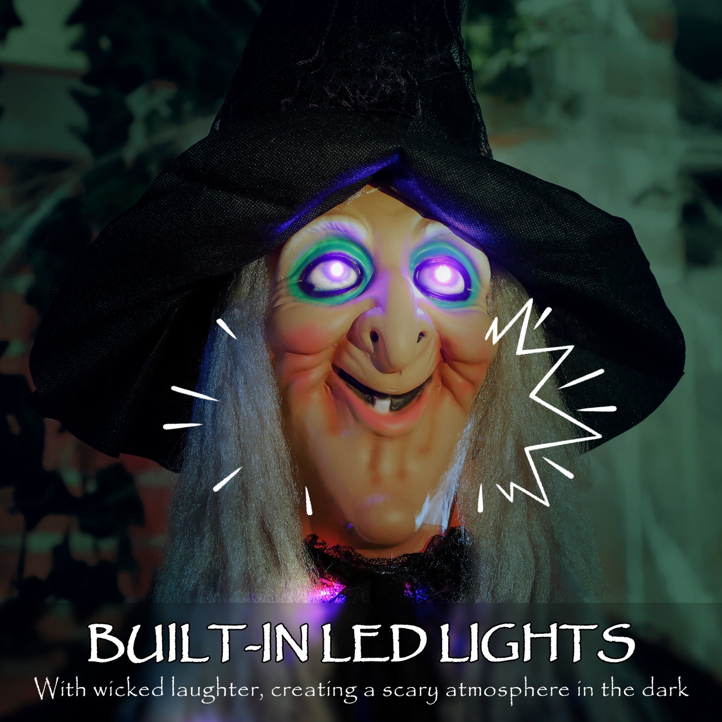 Voice Activated Halloween Animatronics Witch, Battery Operated
