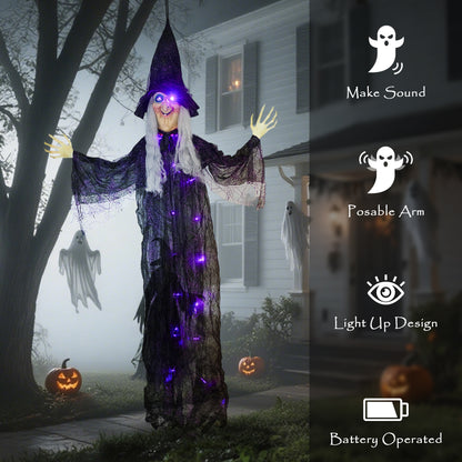 Voice Activated Halloween Animatronics Witch, Battery Operated