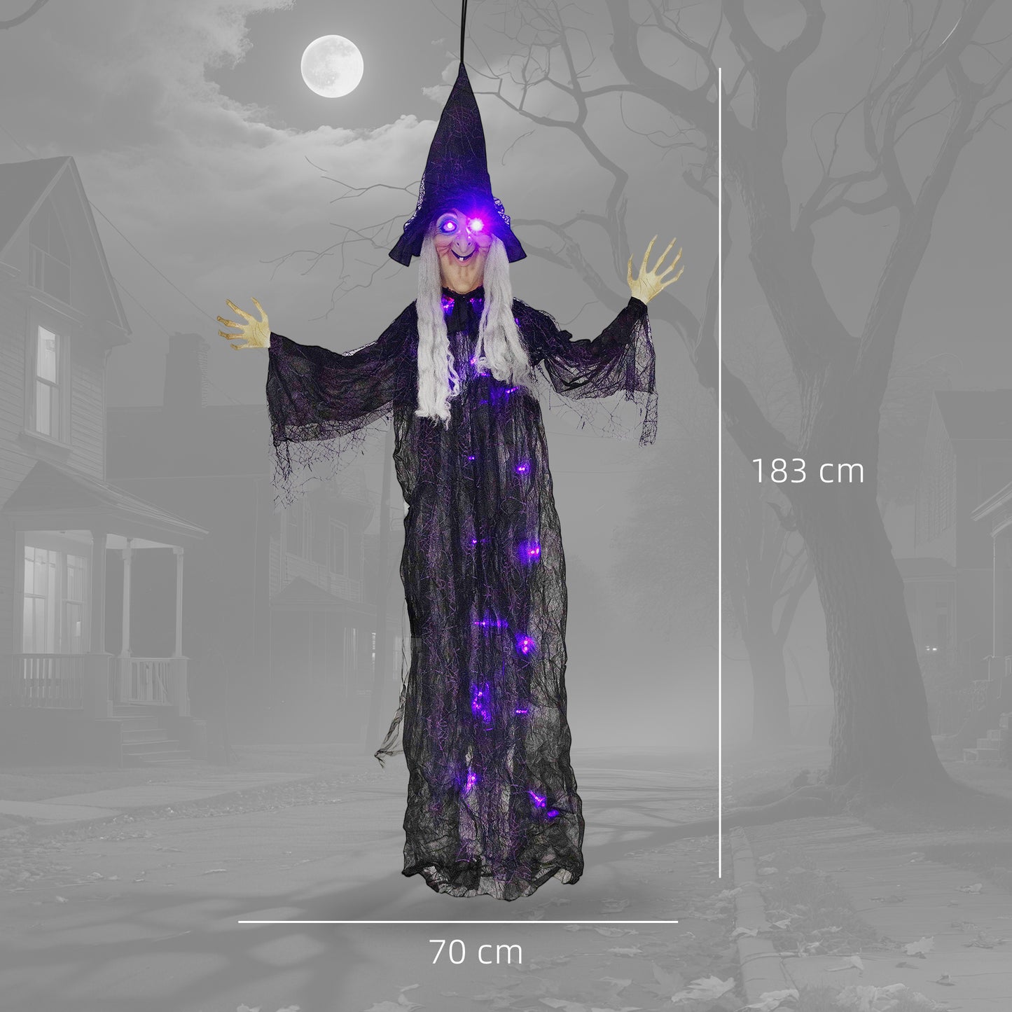Voice Activated Halloween Animatronics Witch, Battery Operated