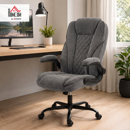 Office Chair, Computer Desk Chair with Flip-up Armrest, Dark Grey