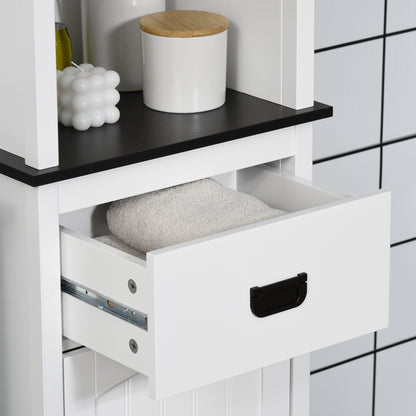 Freestanding Tallboy Storage Unit W/ Drawer Single Door Cabinet White