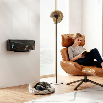 2000W Ceramic Electric Heater with Fan, Wall Heater, Black