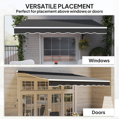 Garden Sun Shade Canopy Retractable Awning, 2.5 x 2m, Black