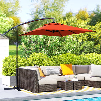 3 m Cantilever Parasol with Cross Base, Crank Handle, Orange