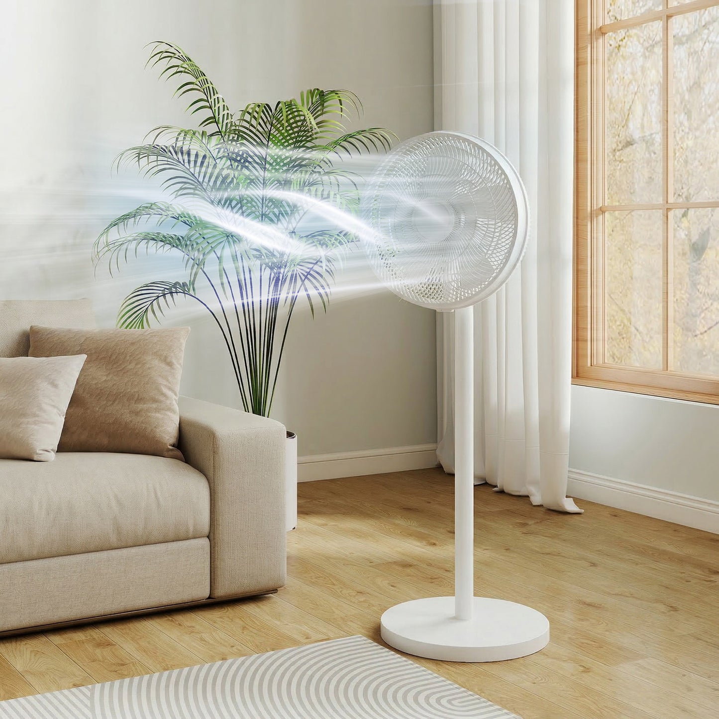 40 cm Standing Pedestal Fan, Quiet Electric Cooling Floor Fan, White