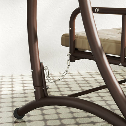 3 Seater Garden Swing Seat Bed with Adjustable Canopy, Khaki