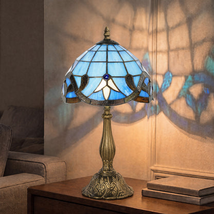 Handcrafted Stained Glass Table Lamp (E27 Bulb Not Included) - Purple & Bronze