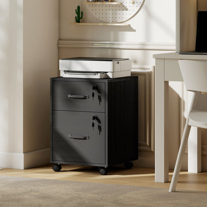 Roll File Cabinet with Drawer, Organiser Letter Size, Black